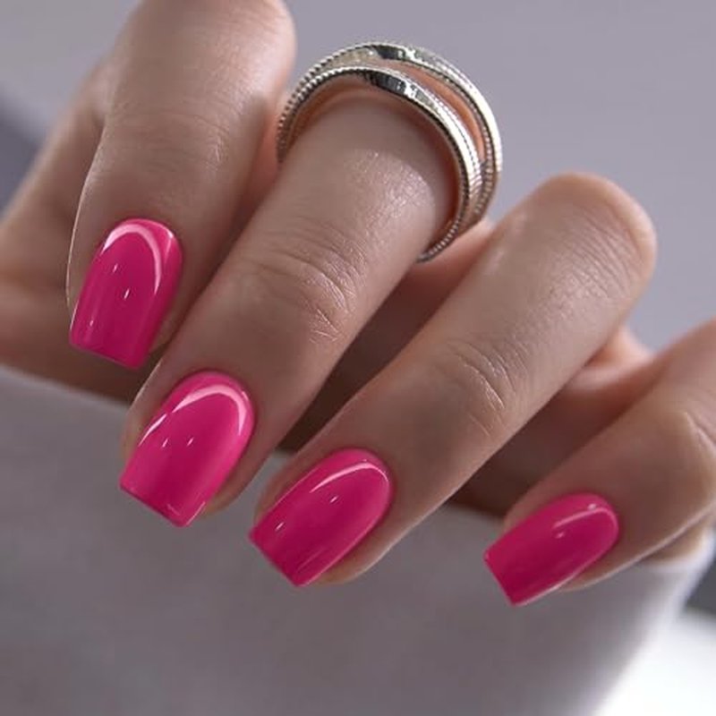 CurvLife Press On Nails Short Square Soft Gel French Tips