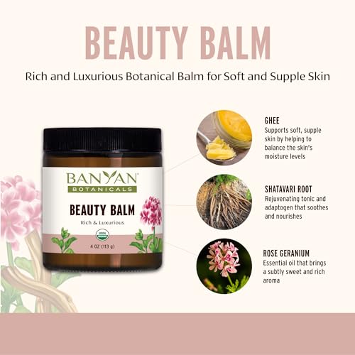 Banyan Botanicals Beauty Balm - USDA Certified Organic, 4 oz - Shatavari & Rose Geranium to Moisturize & Soften Skin