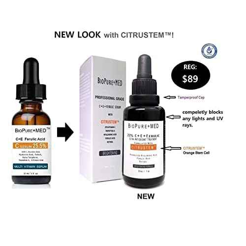 BioPureMED 25% Vitamin CE+Ferulic Acid Serum for Face: Anti Wrinkle Serum with Tripeptide-5, Retinol 22, Hyaluronic Acid Best Organic Korean Skin Care Formula Vitamin C Serum/Face Moisturizer