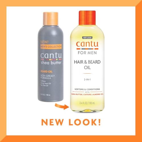 Cantu Men's Beard Oil - 3.4oz with Caffeine, Hemp & Tea Tree Oil for Grooming