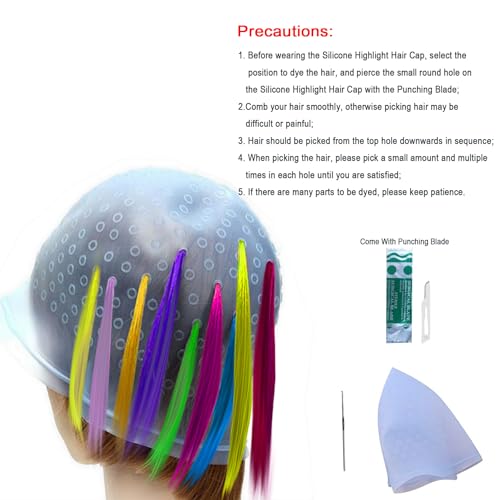 Silicone Hair Highlighting Cap Kit with Hooks & Tools