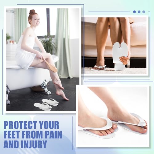 JaGely 100 Pairs Disposable Pedicure Slippers Bulk EVA Disposable Flip Flops Kit Spa Pedicure Sandals Guest Slippers Spa for Adult Foot Nail Salon Party Supplies Travel Hotels Home(White)