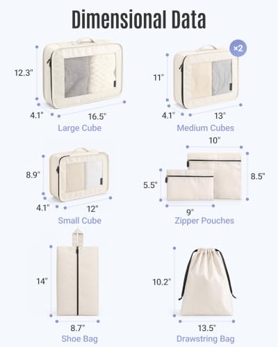 Travel Packing Cubes Set - 8-Piece Luggage Organizer with Shoe Bag