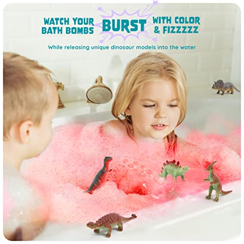 Dino Egg Bath Bombs - 6 Pack Kids Bath Fizzies with Surprise Dinosaurs