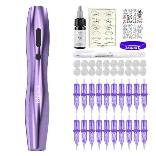 Mast Tattoo Kit, P20 Wireless Tattoo Pen Machine Gun Kit, The Slim Tattoo Pen with Digital Display Chargeble Battery, Pro Tattoo Needles Cartridges Black Ink for Women