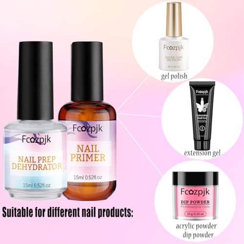 Nail Dehydrator and Acid-Free Primer Set with Cuticle Oil for Acrylic Nails