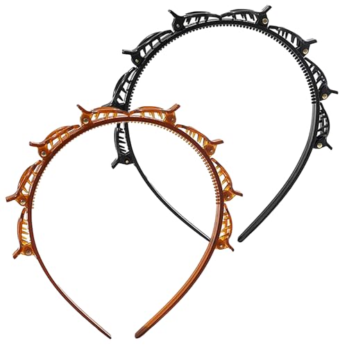 CoguZed 2-Pack Clip Headbands for Women - Double Layer Toothed Hairbands