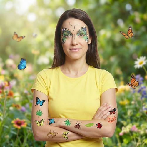 288 Pcs Insect Temporary Tattoos - 18 Sheets Bug Party Favors