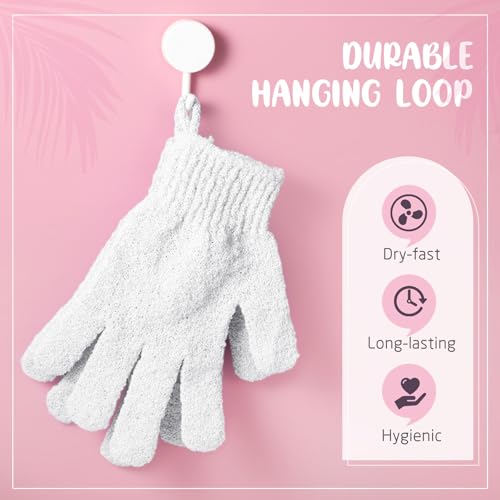 Didaey 104 Pcs Exfoliating Shower Gloves Bulk with Hanging Loop