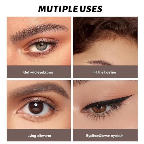 2 Pack Waterproof Eyebrow Pen with 4 Tip - Dark Brown