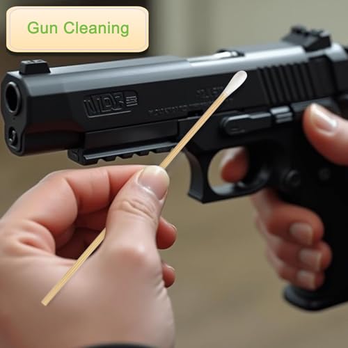 200 Pcs Long Wooden Cotton Swabs for Makeup, Ear Cleaning & Precision Cleaning - Variation: 1 Bag-200 Pcs