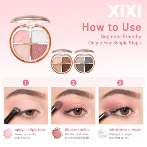 4-Color Eyeshadow Palette - Matte & Shimmer, Waterproof