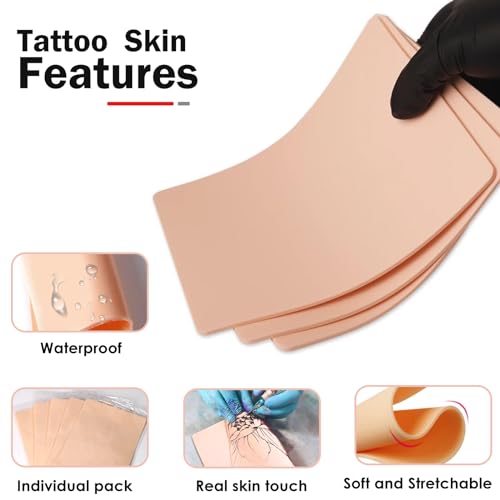 10Pcs 3MM Tattoo Practice Skin - Double-Sided Thick Silicone Sheets for Tattoo Artists