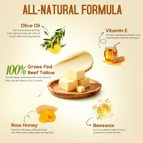 Grass-Fed Beef Tallow & Honey Balm - Face & Body Moisturizer 4oz