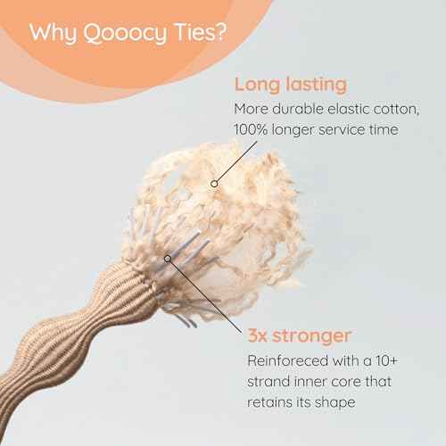 Extra Long Hair Tie for Thick and Curly Hair - Elastic Ponytail Holders for Women or Men, No Metal Bands, Long-Lasting Braids Accessories, 12 Count, Black