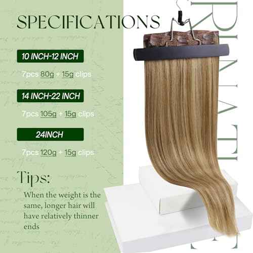 RUNATURE Clip in Hair Extensions Real Human Hair Clip in Extensions 18 Inch 120g 7pcs Real Hair Extensions Clips Ins for Women Double Weft Easy to Apply #10P16 Dark Blonde Highlight Caramel Blonde