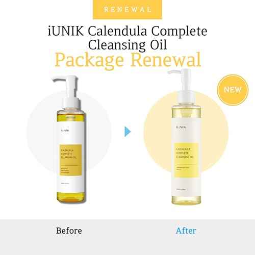 IUNIK Calendula & Jojoba Oil-Infused Vegan Cleansing Oil ? Gentle Blackhead Melting & Makeup Remover Facial Cleanser w/Plant-based Oils Korean Skincare