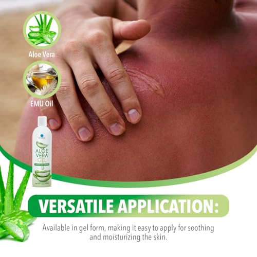 Dr. Robaina Natural Aloe Vera Gel with Emu Oil ? Hydrating & Soothing Daily Skin Care for Dry Skin, Sun-Exposed Comfort & Irritation Relief ? Non-Greasy, Quick-Absorbing ? 12 oz | Made in USA
