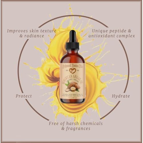 Natural Born Oils Moroccan Argan Oil. 2oz. 100% Pure and Natural, Cold-pressed, Organic. Natural Moisturizer for Your Skin and Hair