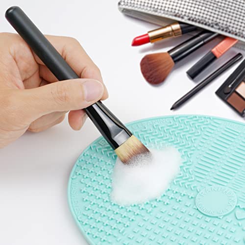 Makeup Brush Cleaner Mat Silicone Large Green Cleaning Pad with Suction Cup