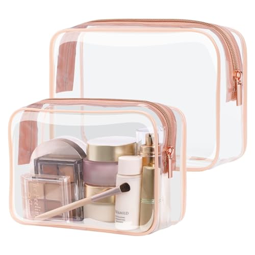 Clear Makeup Bag Travel Set - TSA Approved Toiletry Bags, 2 Pack