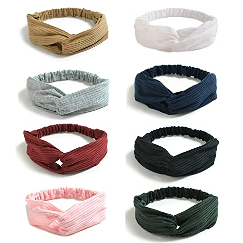 AQOKKA Boho Non-Slip Knotted Headbands for Women - Soft Elastic Hair Band