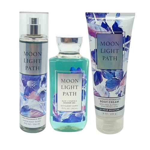 Bath & Body Works Moonlight Path 3pc bundle - Mist, Shower Gel & Body Cream - Gift Set for Women