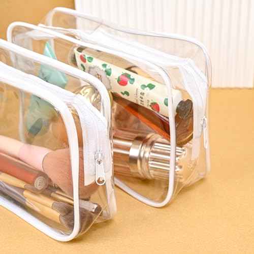 36 PCS Clear Makeup Bags Bulk Clear Cosmetics Bag Plastic Travel Bags Clears Plastic Toiletry Bags With Zipper Waterproof Portable Clears Bag for Travel Women Men Bathroom Organizing,White