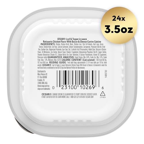 CESAR Filets in Gravy Adult Wet Dog Food, Rotisserie Chicken Flavor, 3.5 oz., Pack of 24