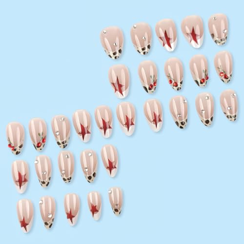 Leopard Print French Tip Press On Nails 24pc Medium Almond