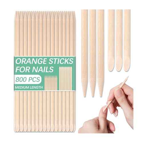 800 Pcs Orange Wood Sticks for Nails, Double Sided Multi-Use Wooden Cuticle Pusher Sticks Disposable Manicure Pedicure Tool Cuticle Stick for Nails, Eyebrow Waxing, Facial Hair Removal