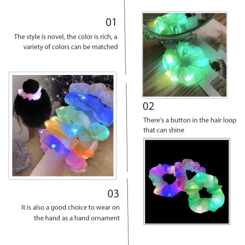 LED Glow Scrunchies - 6 Pack Light Up Hair Bands, 3 Modes