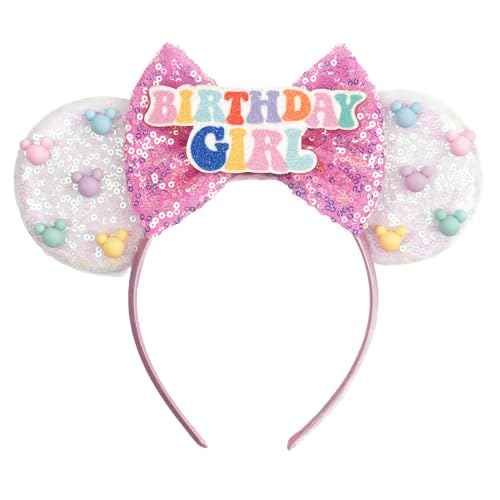 Mouse Ears for Women Birthday Girl Headband Sequin Ears Hair Accessories for Birthday Decorations Park Trips