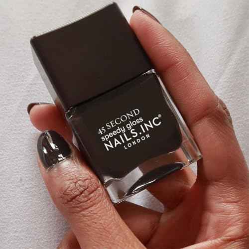 Nails Inc 45 Second Speedy Gloss, Chelsea, Dark Brown, Glossy, No Chip, Long Lasting, Quick Dry, Air Dry, Professional Manicures & Pedicures, Fingernails & Toenails, Vegan Nail Polish, 0.47 Fl Oz