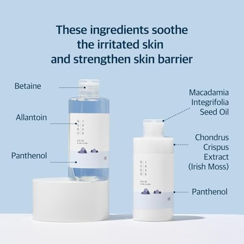 Round LAB 1025 Dokdo Toner + Dokdo Lotion Set | Gentle Exfoliating Dead Skin Cells Without Irritation, Hydrating, Watery Type Toner, Lotion, for Sensitive Skin (6.76fl.oz)