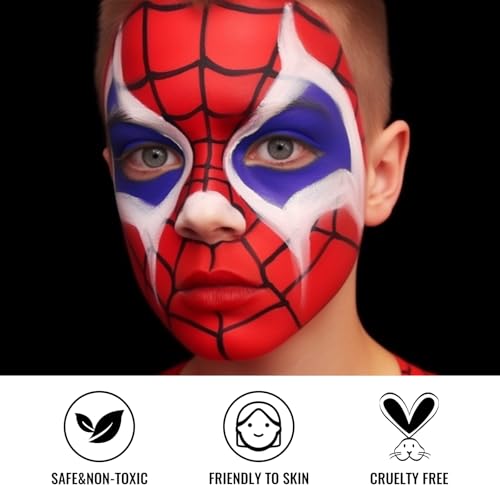 US Flag Face Paint Kit - 3 Colors, Sponges & Brush