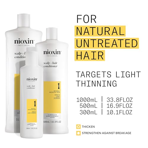 Nioxin System 1 Scalp + Hair Thickening Conditioner for Natural Hair with Light Thinning | Strengthen Against Breakage with Niacinamide & Biotin | Refreshed Scalp with Healthy Shine