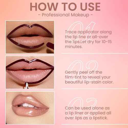 Matte Lip Gloss Stain-Peel Off Lip Liner Tattoo, Brownish Red Lip Tint£¬Long Lasting Peel Off Lip Stain, Waterproof Transfer-proof Lip Mask Lip Liner Peel Off Lip Gloss,Stayn Lip Makeup. #03