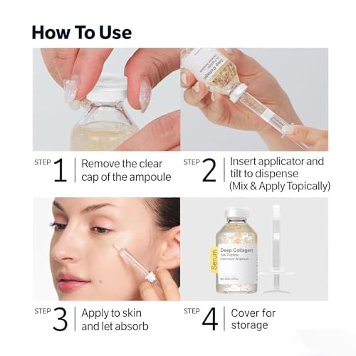 Silk Peptide Lifting Ampoule Set - Collagen Anti Aging Serum with Applicator - Hydrating Essence for Fine Lines & Wrinkles - Topical Use Only (1 Pack35ml)