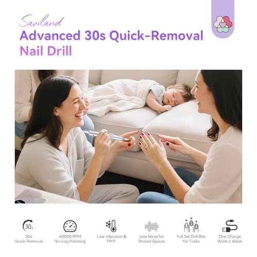 SAVILAND Professional Nail Drill 40000 RPM: Portable Electric Nail Drill Kit File Machine with Ceramic Nail Bits Sanding Bands for Acrylic Nail Gel Polish Manicure Salon Home Use, Glitter