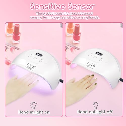 72W UV LED Nail Lamp Dryer for Gel Polish with Auto Sensor & LCD Display