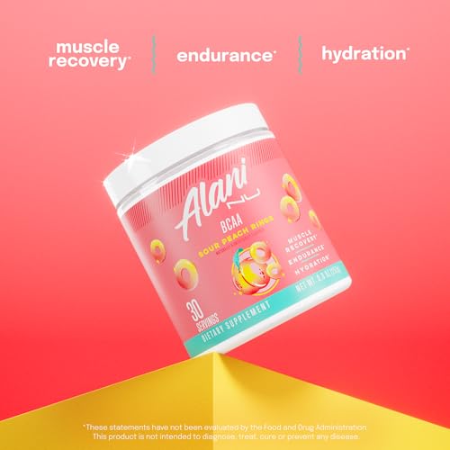 Alani Nu BCAA Sour Peach Ring | Branch Chain Essential Amino Acids | 2:1:1 Formula | Supplement Powder | Muscle Recovery Vitamins for Post-Workout | 30 Servings