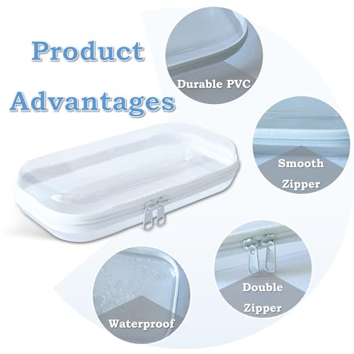 Clear Hard Zipper Case for Storage, Durable Clear Zipper Pouches, Hard Plastic Zippered Pencil Pouch for Snacks Toy Travel Organizer