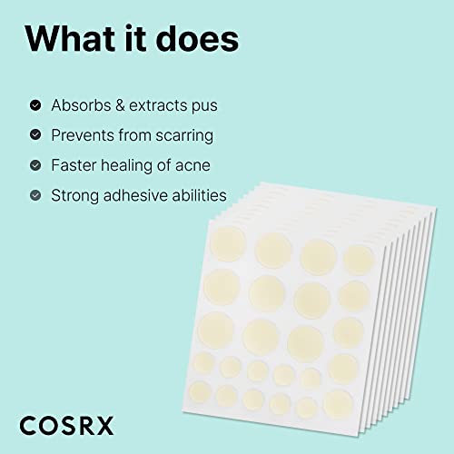 COSRX Acne Pimple Patch Absorbing Hydrocolloid Original 3 Size Patches for Blemishes and Zits Cover, Spot Stickers for Face and Body, Not Tested on Animals (240)