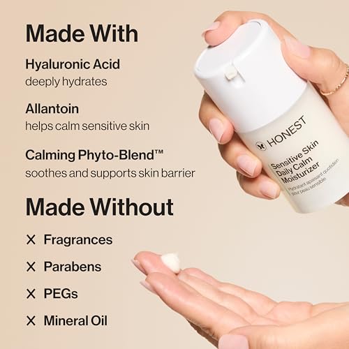 Honest Beauty Sensitive Skin Bundle | Daily Calm Lightweight Moisturizer + Foaming Cream Cleanser | Hydrates + Calms Skin | Hypoallergenic, Fragrance Free, Vegan | 1.7 fl oz, 4 fl oz