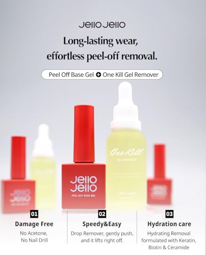 JelloJello Peel-Off Gel Base Coat & One-Kill Remover Set (10ml / 30ml)
