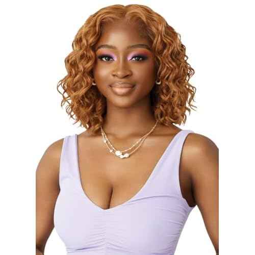 Outre Airtied 100% Fully Hand-Tied Wig - Human Hair Blend - Loose Deep 12" (WARM APRICOT)