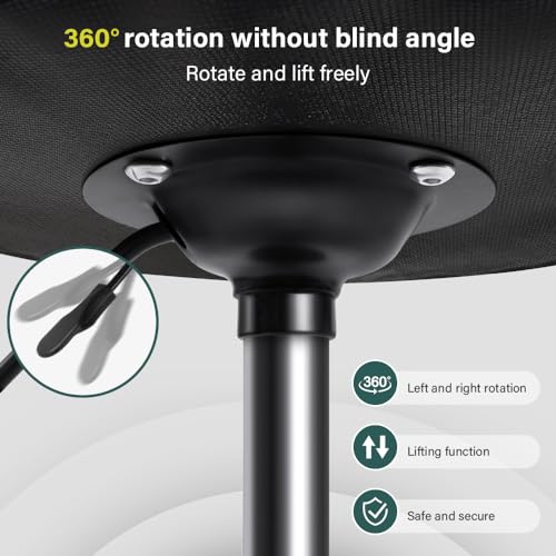 Black Swivel Stool with Wheels - Height Adjustable (18.9"-24.8")