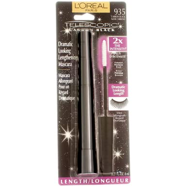 L'Oreal Paris Telescopic Mascara, Carbon Black [935] 0.27 oz (Pack of 4)