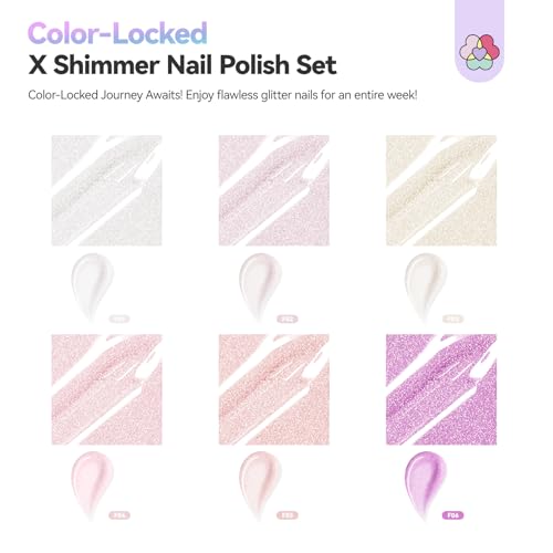 SAVILAND Pearl Aurora Nail Polish Set 6 Colors 0.34 Fl Oz Each - A5-Pearl Shell